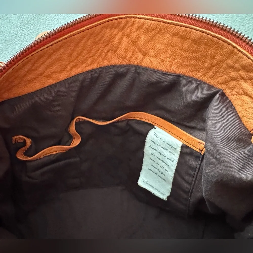 Martina Caponi Woven Orange Leather Tote Bag - Picture 7 of 8
